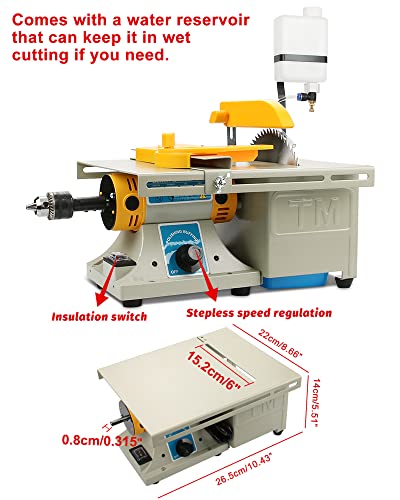 Upgraded Table Saw, Lapidary Equipment 0-10000r/min with Flexible Shaft, Mini Lapidary Saw 110V for Gem Metal Woodworking