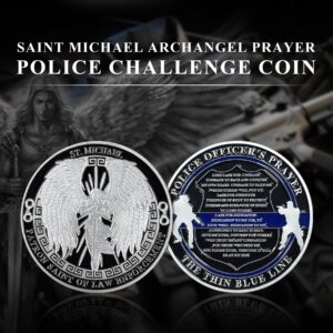 St.Michael Archangel Prayer Law Enforcement Police Thin Blue Line Challenge Coin Commemorative Gift