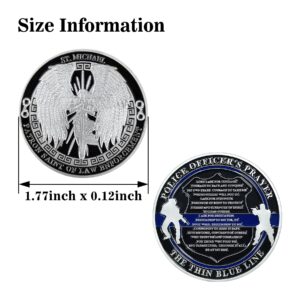 St.Michael Archangel Prayer Law Enforcement Police Thin Blue Line Challenge Coin Commemorative Gift