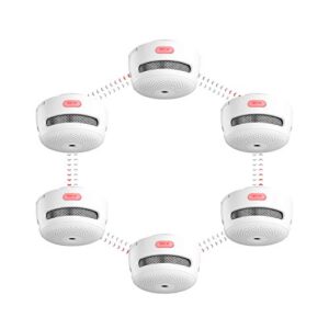 x-sense wireless interconnected smoke detector battery powered fire alarm with over 820 feet transmission range, xs01-wr link+, 6-pack