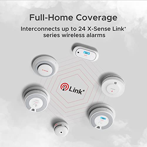 X-Sense Wireless Interconnected Smoke Detector Battery Powered Fire Alarm with Over 820 feet Transmission Range, XS01-WR Link+, 6-Pack