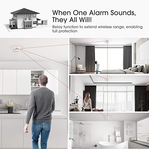 X-Sense Wireless Interconnected Smoke Detector Battery Powered Fire Alarm with Over 820 feet Transmission Range, XS01-WR Link+, 6-Pack