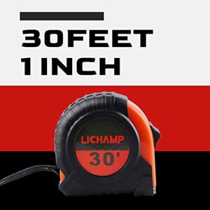 LICHAMP Tape Measure 30-Foot, 2 Pack Bulk Easy Read Measuring Tape Retractable Metric/Fractional, Measurement Tape 29.5FT/9M by 1-Inch