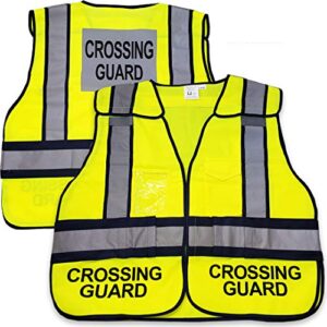 viewbrite reflective (class 2) crossing guard vest lime green - school crossing guard vest with 5 point breakaway high visibility yellow/green neon
