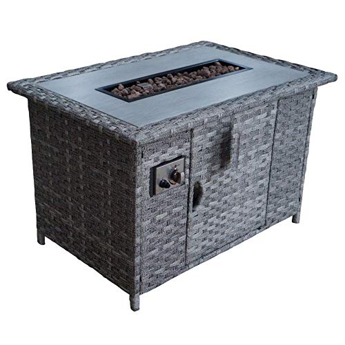 Courtyard Casual Costa Mesa Collection 1 Fire Pit Rectangular Shape, Grey