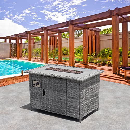 Courtyard Casual Costa Mesa Collection 1 Fire Pit Rectangular Shape, Grey