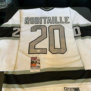 luc robitaille signed game used 1980's los angeles kings jersey jsa heavy use - game used nhl jerseys