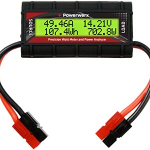 Powerwerx Watt Meter-PP, DC Inline Power Analyzer, 45A Continuous, 12 Gauge with Anderson Powerpole Connectors