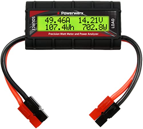 Powerwerx Watt Meter-PP, DC Inline Power Analyzer, 45A Continuous, 12 Gauge with Anderson Powerpole Connectors