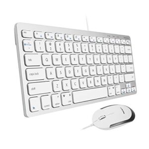 macally usb wired keyboard and mouse combo for mac and pc - save space with a compact small mac keyboard and mouse for macbook pro/air, imac, mac mini/pro - compatible apple keyboard and mouse