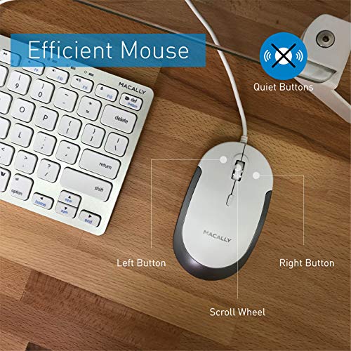 Macally USB Wired Keyboard and Mouse Combo for Mac and PC - Save Space with a Compact Small Mac Keyboard and Mouse for MacBook Pro/Air, iMac, Mac Mini/Pro - Compatible Apple Keyboard and Mouse