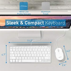 Macally USB Wired Keyboard and Mouse Combo for Mac and PC - Save Space with a Compact Small Mac Keyboard and Mouse for MacBook Pro/Air, iMac, Mac Mini/Pro - Compatible Apple Keyboard and Mouse