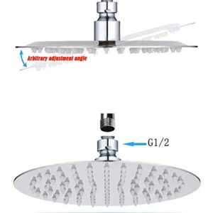 Luxury Round Rain Shower Head Large Stainless Steel High Pressure Shower Head Ultra Thin Rainfall Bath Shower with Silicone Nozzle Easy to Clean and Install (6 INCH)