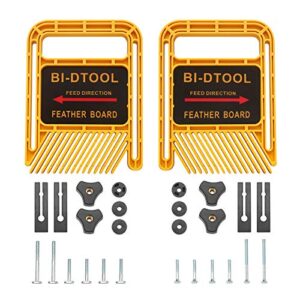 bi-dtool featherboards, adjustable woodworking safety device feather-loc for table saws band saws router tables fences woodworking tools, 6.3 inch extended table saw featherboard pack of 2