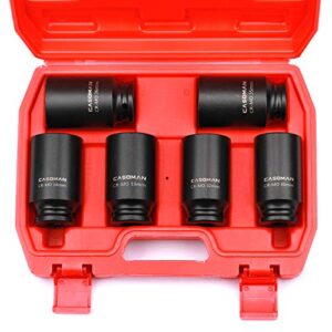 casoman 1/2- inch drive deep spindle axle nut impact socket set, 6-piece 1/2" dr. deep impact socket set,6 point, cr-mo, metric, impact grade, 30mm, 32mm, 33mm, 34mm, 35mm, 36mm