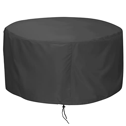 LBTING Fire Pit Cover, 48 inch Cover for 42-48 inch Round Firepit, Waterproof Windproof Dustproof UV-Resistant Heavy Duty Cover for Outdoor Patio Firepit Table - Black