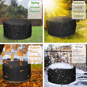 LBTING Fire Pit Cover, 48 inch Cover for 42-48 inch Round Firepit, Waterproof Windproof Dustproof UV-Resistant Heavy Duty Cover for Outdoor Patio Firepit Table - Black