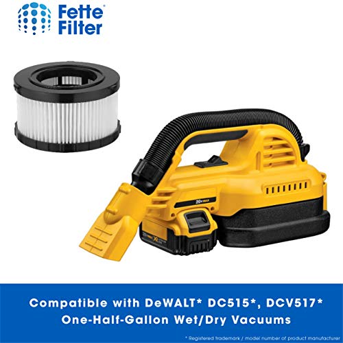 Fette Filter -DC5151H HEPA Filter Compatible with DEWALT Wet Dry Vacuum Models DC515 DCV517 DCV517B Part # DC5151H includes 2 replacement filters.