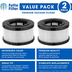 Fette Filter -DC5151H HEPA Filter Compatible with DEWALT Wet Dry Vacuum Models DC515 DCV517 DCV517B Part # DC5151H includes 2 replacement filters.