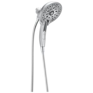 delta faucet 5-spray in2ition 2-in-1 dual hand held shower head with hose, h2okinetic handheld shower head with magnetic docking, chrome handheld shower heads, chrome 58620-25-pk, 2.5 gpm water flow