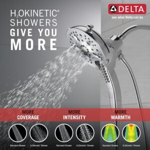 Delta Faucet 5-Spray In2ition 2-in-1 Dual Hand Held Shower Head with Hose, H2Okinetic Handheld Shower Head with Magnetic Docking, Chrome Handheld Shower Heads, Chrome 58620-25-PK, 2.5 GPM Water Flow