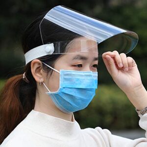 2 Pack All-Round Protection Cap with Clear Wide Visor Spitting Lightweight Transparent Shield with Adjustable Elastic Band