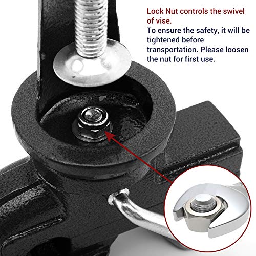 Nuovoware Table Vise 3 Inch, 360° Swivel Base Universal Home Vise Portable Bench Clamp, Clamp-on Vise Bench Clamps Fixed Tool for Woodworking, Metalworking, Cutting Conduit, Drilling, Sawing, Black