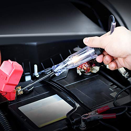 Car Voltage Tester, Non-Contact Dual Range Voltage Current Tester Pen for Standard and Low Voltage, Auto 6V 12V 24V DC Car Truck Voltage Circuit Tester Car Test VoltMet Long Probe Pen Light Bulb