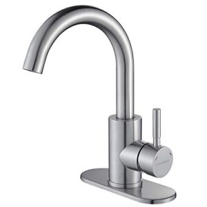 roddex wet bar sink faucet, stainless steel 360 swivel bar mixer with 3 hole cover deck plate, small modern single handle tap for kitchen bath bathroom sink, brushed nickel …