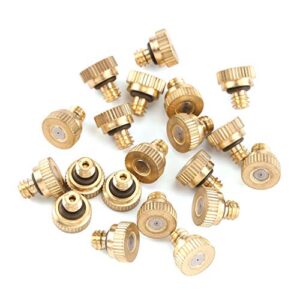 CozyCabin 20 Pcs Low Pressure Brass Misting Nozzles Misting Water Mister Nozzle for Garden, Patio, Greenhouse, Outdoor Cooling Mister System 0.016" Orifice (0.4mm) Thread UNC 10/24