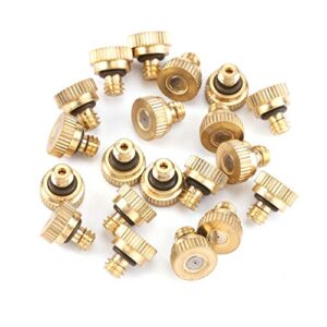 CozyCabin 20 Pcs Low Pressure Brass Misting Nozzles Misting Water Mister Nozzle for Garden, Patio, Greenhouse, Outdoor Cooling Mister System 0.016" Orifice (0.4mm) Thread UNC 10/24