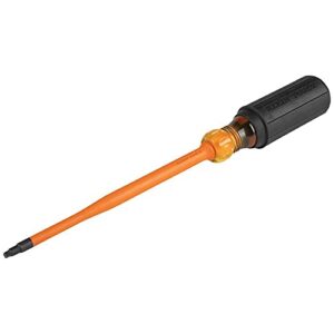 klein tools 6946ins 1000v slim tip insulated screwdriver, 6-inch round shank, #2 square tip, cushion grip handle