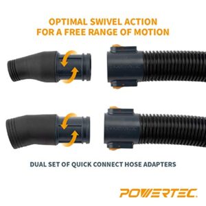 POWERTEC 70257 15 Ft. Dust Collection Hose Kit Hose with 2 Fittings for Woodworking Power Tools Home and Wet/Dry Shop Vacuums