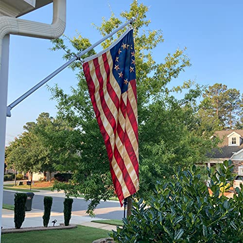 FRF Tea Stained 13 Stars American flag Besty Ross Flags 3x5 Vintage USA 1776 Banner Outdoor Decoration with Canvas Header & 2 Brass Grommets (3D Printed Star)