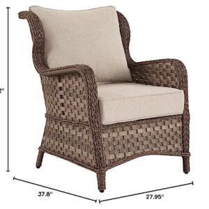 Signature Design by Ashley Clear Ridge Outdoor Handwoven Wicker Cushioned Lounge Chair 2 Count, Light Brown