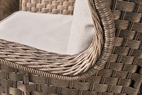 Signature Design by Ashley Clear Ridge Outdoor Handwoven Wicker Cushioned Lounge Chair 2 Count, Light Brown