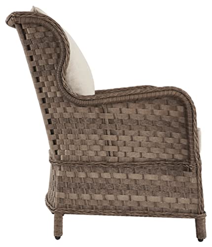 Signature Design by Ashley Clear Ridge Outdoor Handwoven Wicker Cushioned Lounge Chair 2 Count, Light Brown