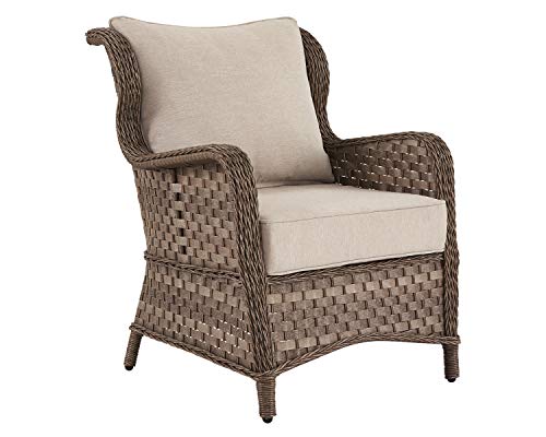 Signature Design by Ashley Clear Ridge Outdoor Handwoven Wicker Cushioned Lounge Chair 2 Count, Light Brown