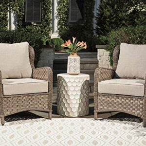 Signature Design by Ashley Clear Ridge Outdoor Handwoven Wicker Cushioned Lounge Chair 2 Count, Light Brown