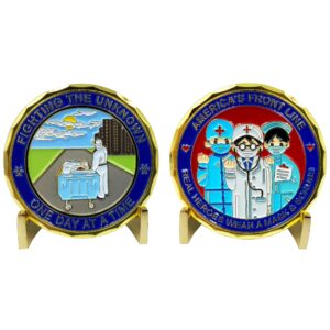 cl2-15 fighting the unknown on america's front line essential worker nurse doctor medical response challenge coin