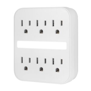 philips 6-outlet extender surge protector, 3-prong, wall adapter plug, space saving design, 1020j, ul listed, white, sps1006wa/37