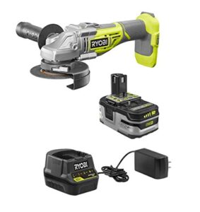 ryobi 18-volt brushless 4-1/2 in. cut-off tool/angle grinder kit with battery and charger, (non-retail packaging, bulk packaged)