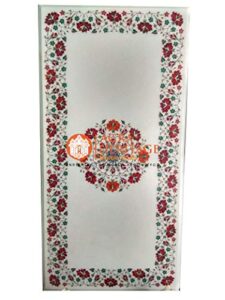 marble dining table top carnelian malachite inlay floral home living room decor | 48"x24" inches