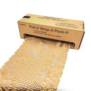 idl packaging hexcelwrap cushioning kraft paper 15.25" x 300' in self-dispensed box – eco-friendly honeycomb alternative to bubble wrap – innovative packing paper roll for shipping and moving
