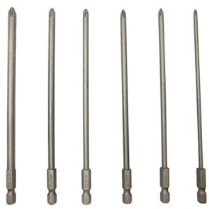 ydlqwcz long phillips cross screwdriver bit sets ph1(Φ3.0) ph1(Φ4.0) ph1(Φ4.5) ph2(Φ4.5) ph2(Φ5.0) ph2(Φ6.0) 6 pieces 6 inch length s2 steel cross phillips screwdriver bit set(6pcs cross head)