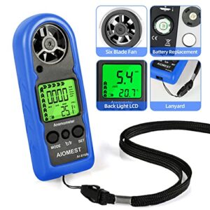 Digital Anemometer, Mini Handheld Wind Speed Gauge Measuring Air Flow Velocity Temperature, Weather Velometer with Max/AVG/Current Wind Chill for HVAC Shooting Sailing