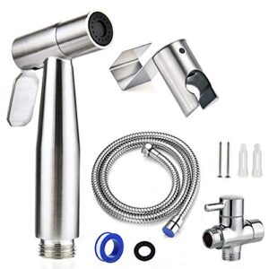 handheld bidet sprayer for toilet, 7/8" stainless steel adjustable pressure bidet faucet diaper sprayer set with hose attachment for bathroom