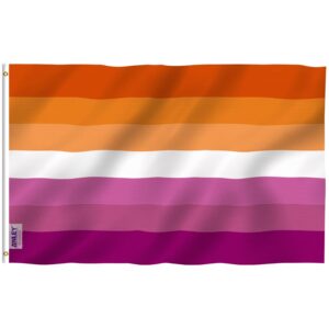 anley fly breeze 3x5 feet sunset lesbian pride flag - vivid color and fade proof - canvas header and double stitched - sunset pride with brass grommets 3 x 5 ft