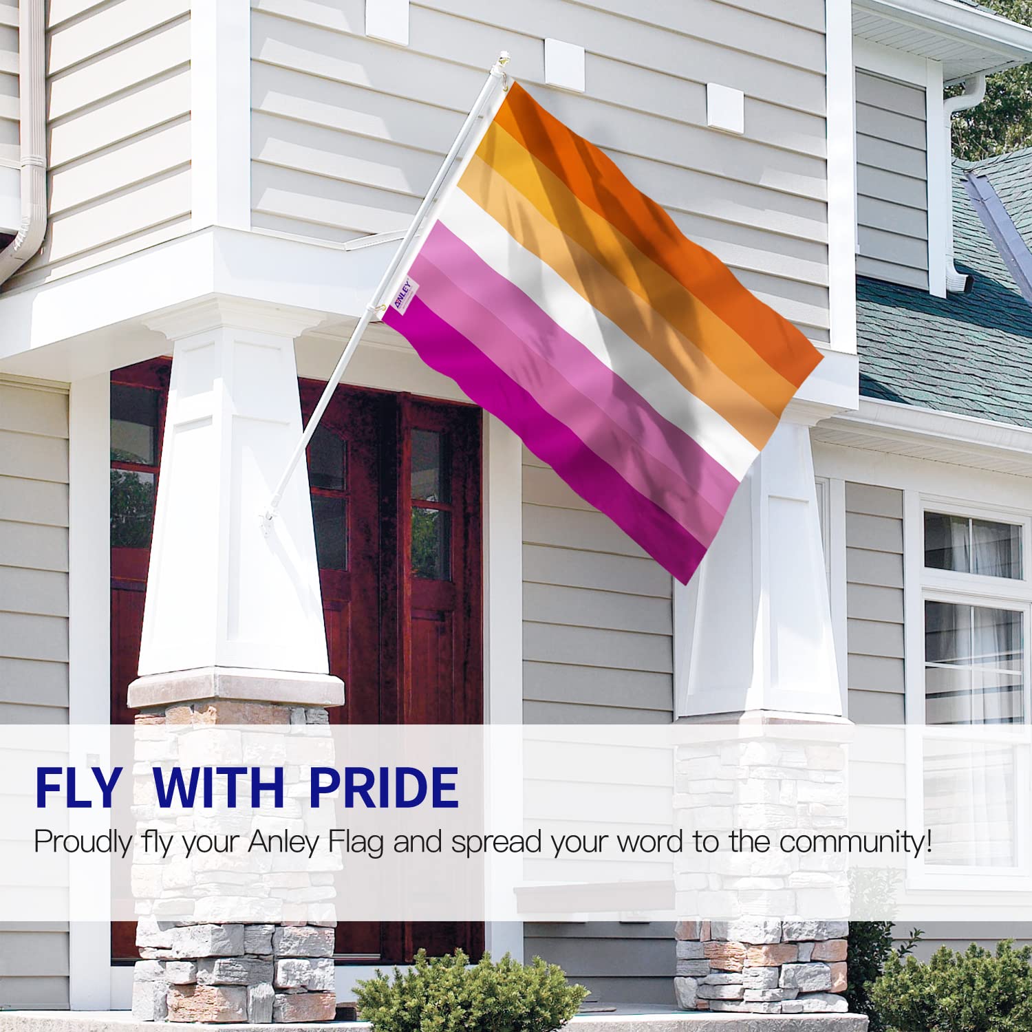 Anley Fly Breeze 3x5 Feet Sunset Lesbian Pride Flag - Vivid Color and Fade proof - Canvas Header and Double Stitched - Sunset Pride with Brass Grommets 3 X 5 Ft