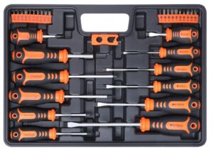 horusdy 33-piece magnetic screwdrivers set with case, includs phillips, slotted, pozidriv, torx